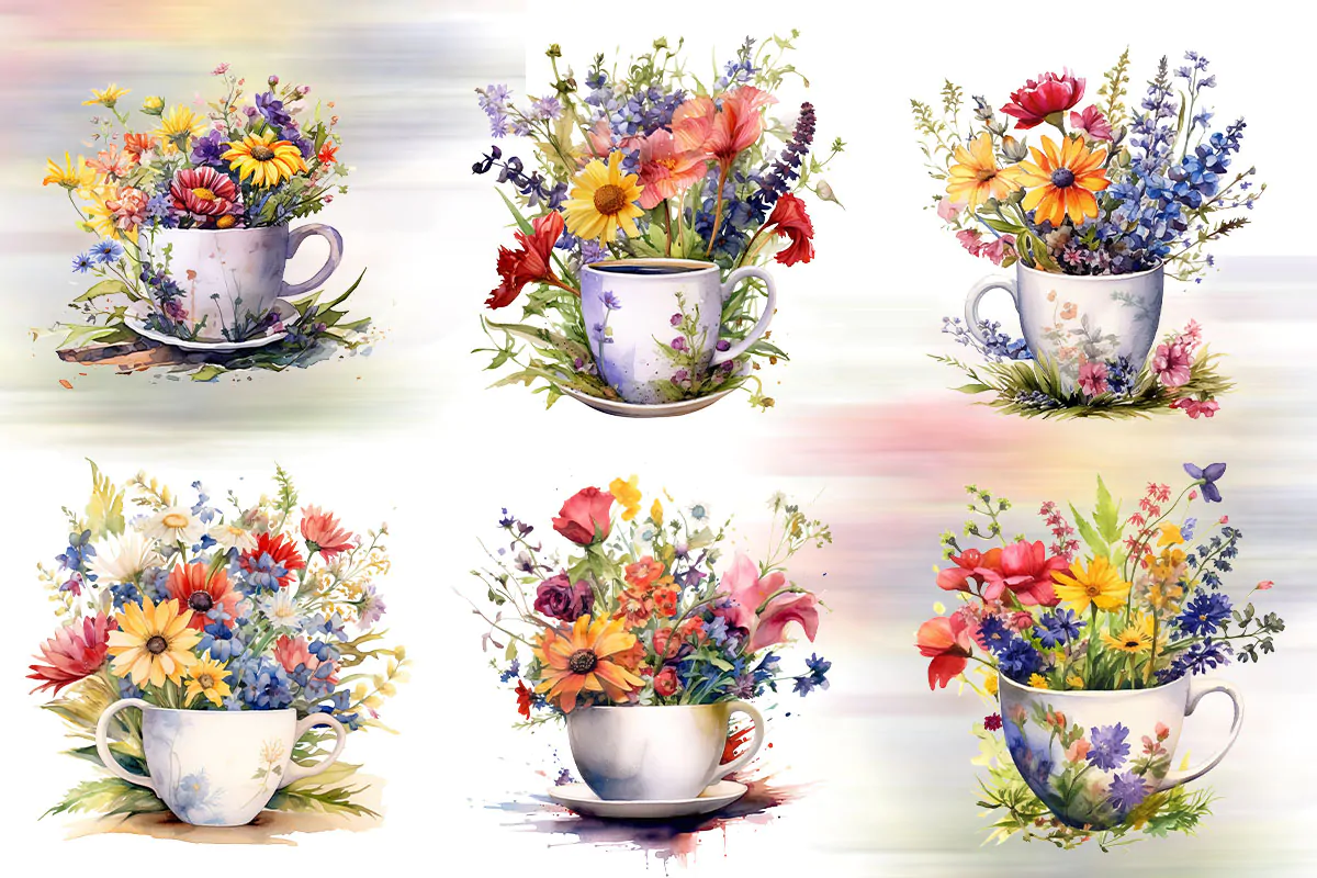 طرح آبرنگی گل های وحشی
