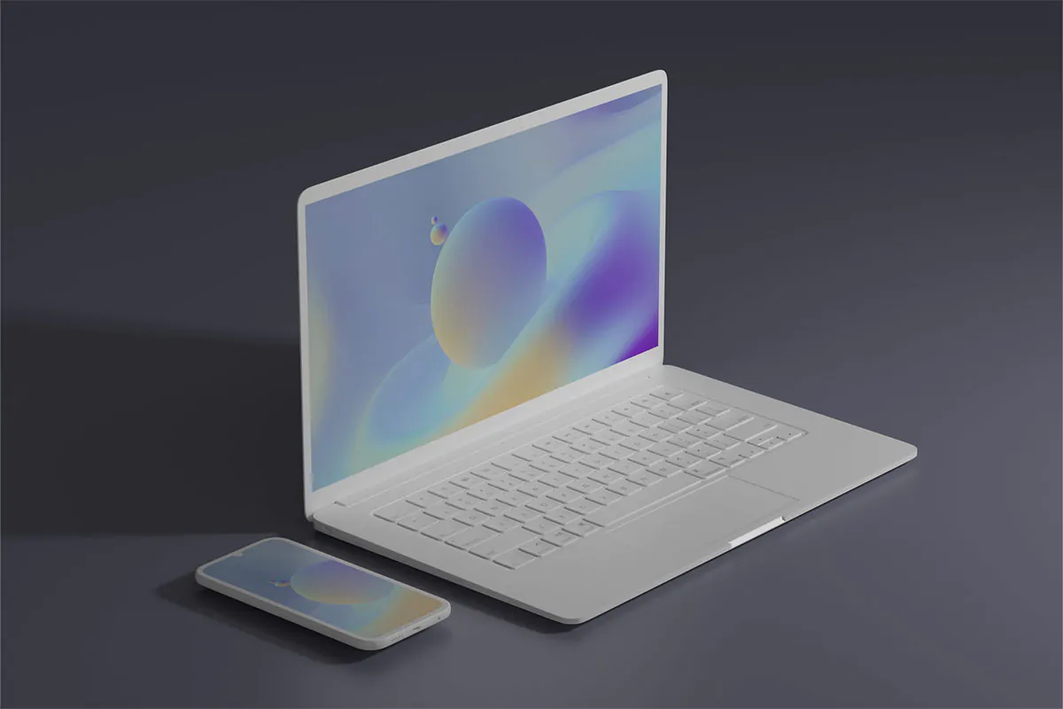 موکاپ لپ تاپ و گوشی موبایل