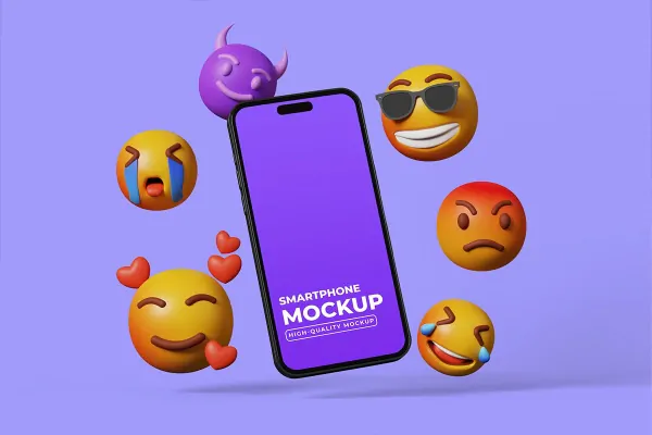 موکاپ موبایل با ایموجی