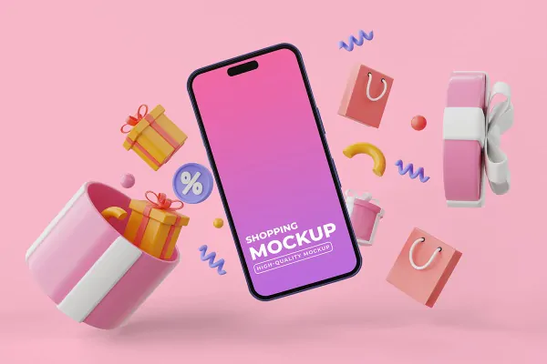 موکاپ موبایل با تم فروشگاه و خرید
