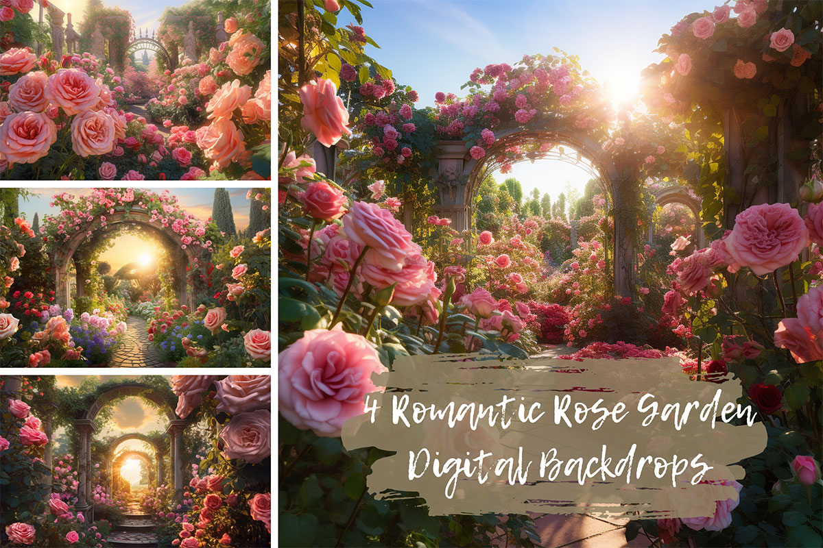 4 بک گراند باغ گل رز رمانتیک