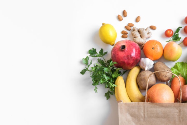 بک گراند میوه و سبزیجات سالم سوپر مارکت