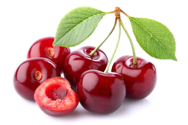 عکس استوک خوشه گیلاس تازه و قرمز