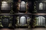 بک دراپ پنجره قصر گلدار