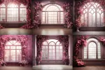 بک دراپ پنجره قصر گلدار