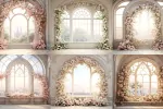 بک دراپ پنجره قصر گلدار