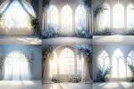 بک دراپ پنجره قصر گلدار