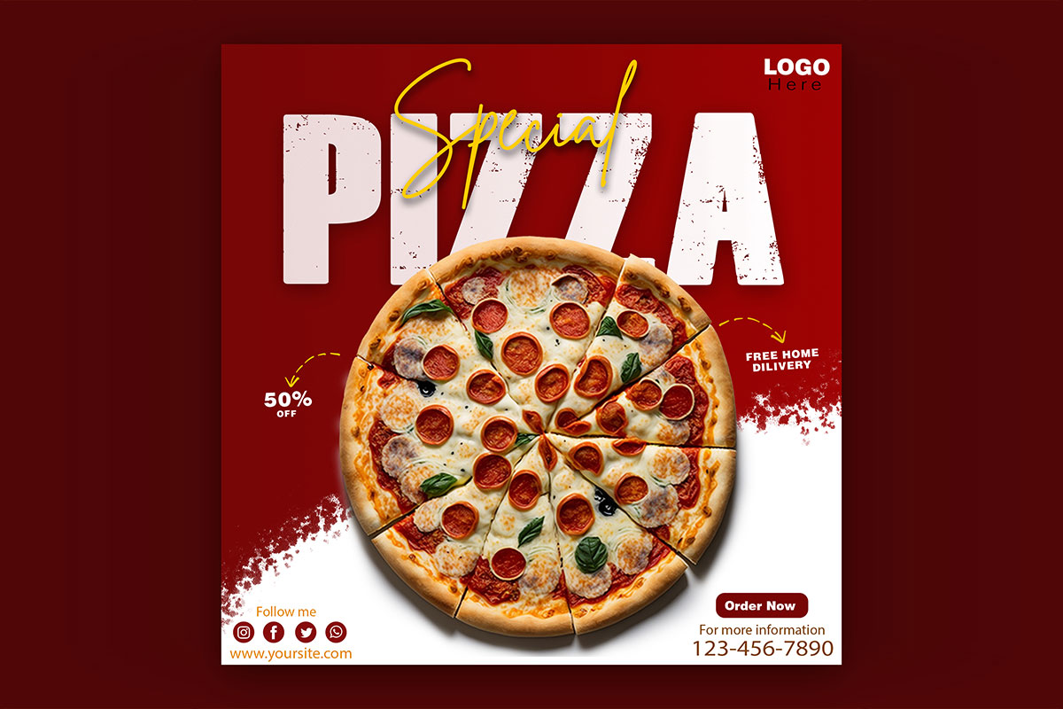 طرح بنر اینستاگرام پیتزا و فست فود
