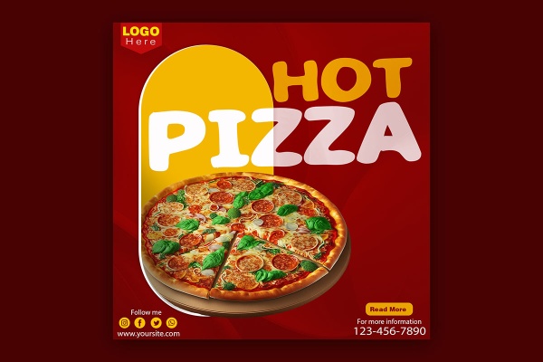 طرح پست اینستاگرام پیتزا
