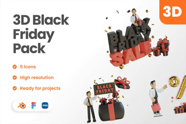 5 فایل PNG بلک فرایدی 3D