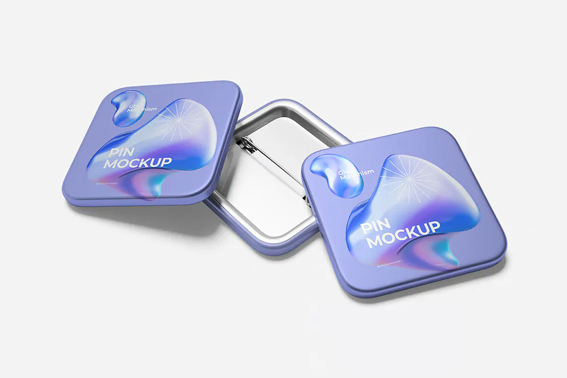 موکاپ سنجاق سینه مربعی - 3 موکاپ سنجاق سینه مربعی - 3