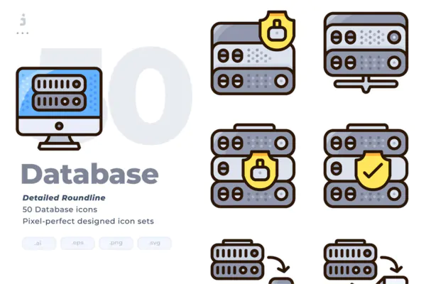 50 آیکون دیتابیس و هاستینگ