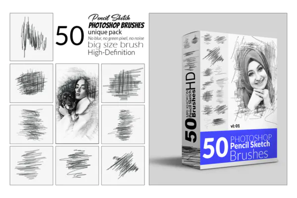 50 براش خط خطی مداد طراحی فتوشاپ