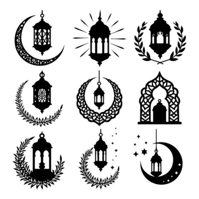 طرح وکتور ماه و چراغ ماه رمضان