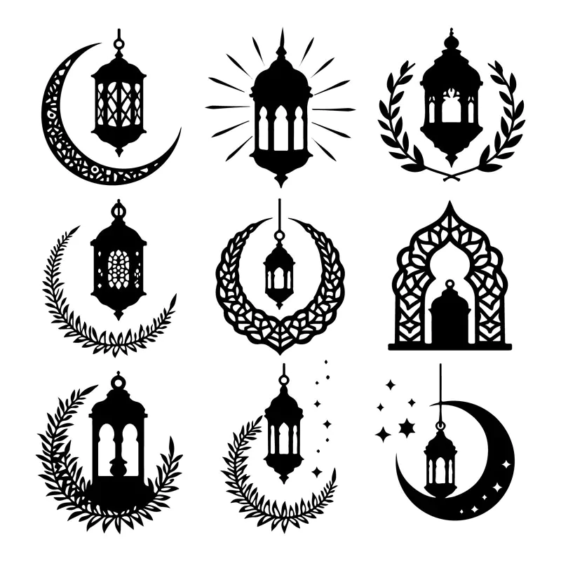 طرح وکتور ماه و چراغ ماه رمضان
