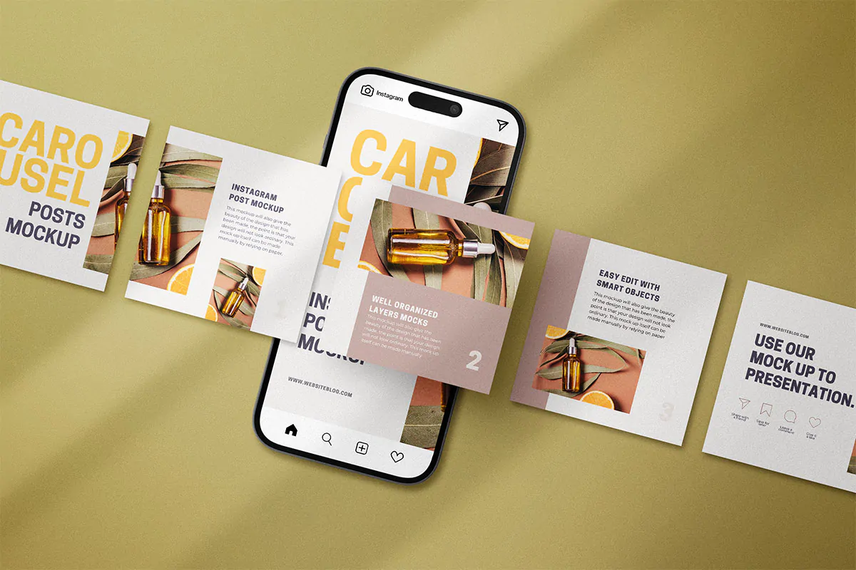 موکاپ پست اینستاگرام چند اسلایدی Carousel