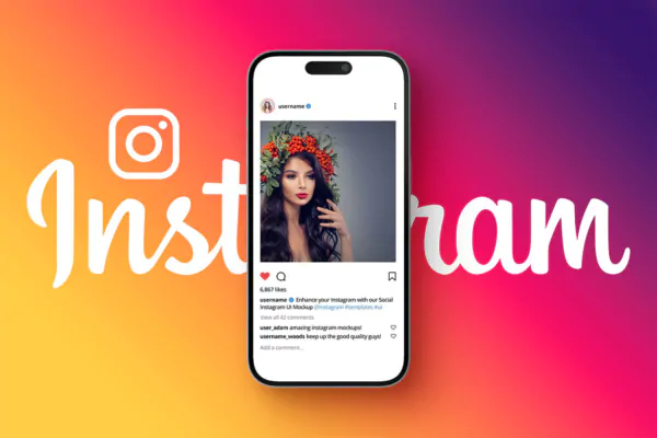 موکاپ پست اینستاگرام روی آیفون 15