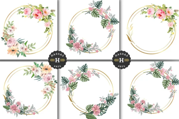 5 طرح تاج گل آبرنگی PNG رایگان