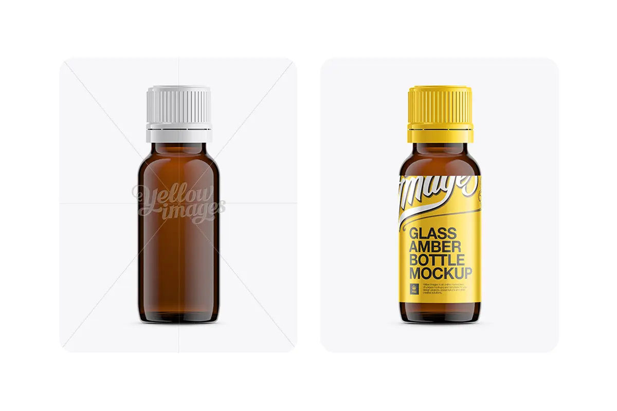 موکاپ بطری شیشه‌ای روغن‌های گیاهی