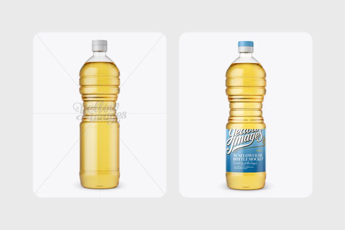 موکاپ بطری پلاستیکی روغن آفتابگردان