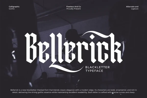 فونت بلک‌ لتر مدرن و چشم‌ گیر Bellerick