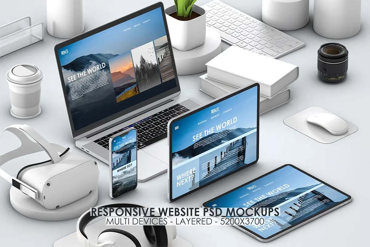 موکاپ چند دستگاهی وب سایت ریسپانسیو