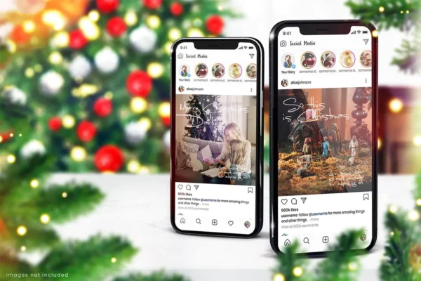 موکاپ کریسمس آیفون 13 برای اینستاگرام