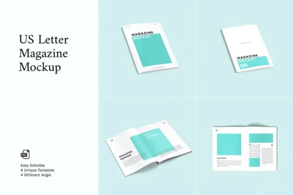 موکاپ مجله سایز US Letter – 4 فایل