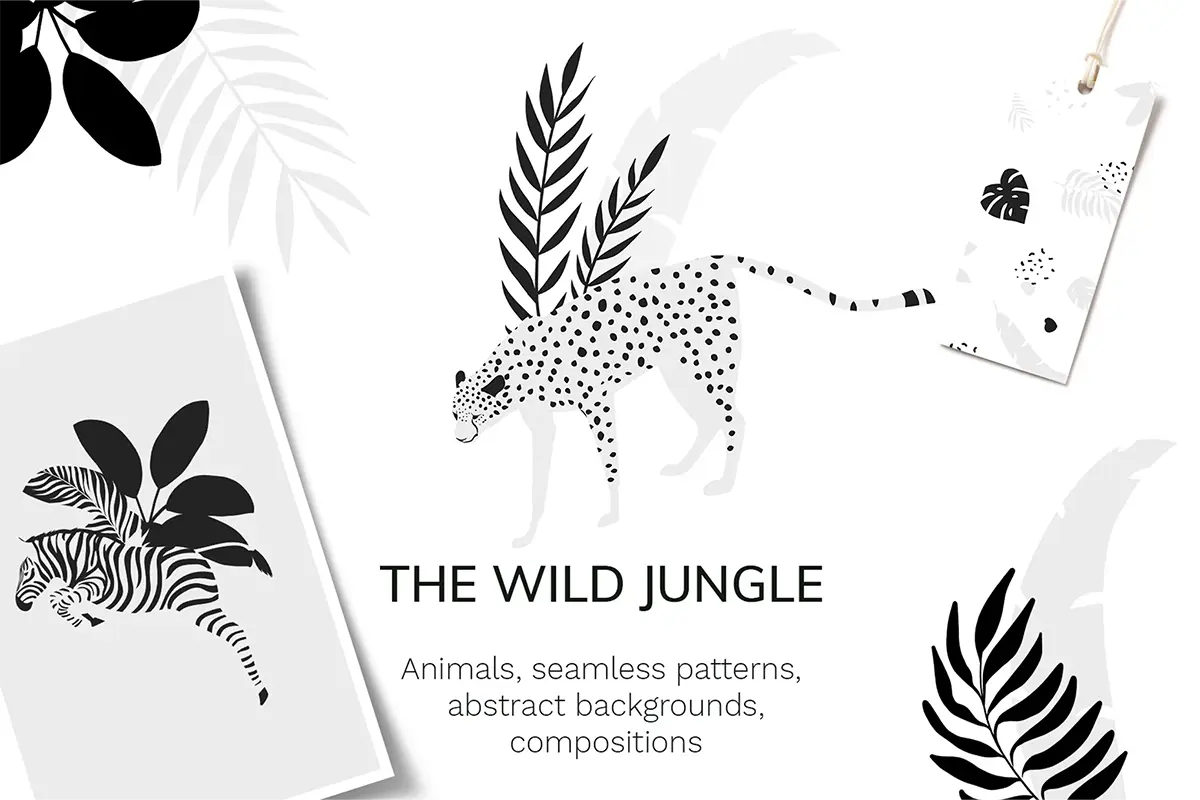 پترن‌های استوایی و کلیپ‌آرت حیوانات جنگل