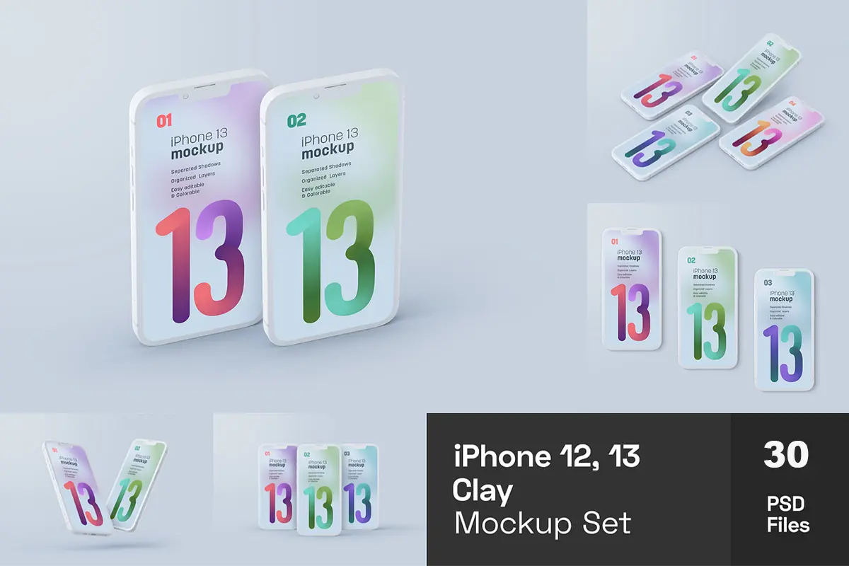 موکاپ آیفون 12 و 13 پرو نسخه Clay